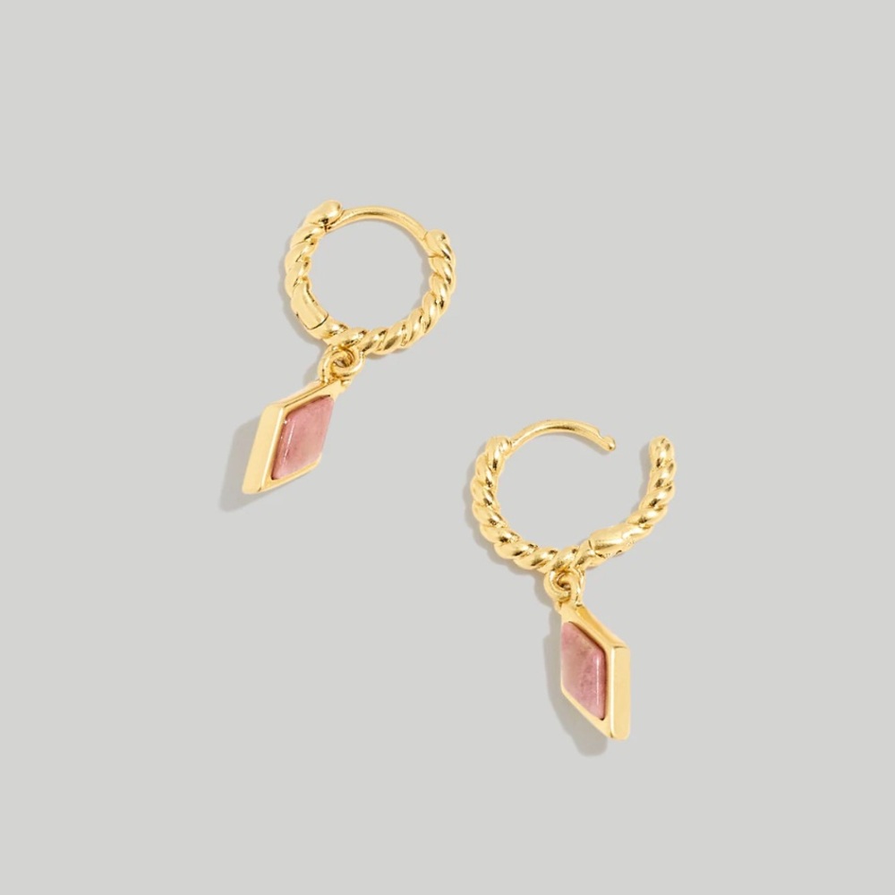 Madewell Stone Collection Rhodonite Twisted Huggie Hoop Earrings
